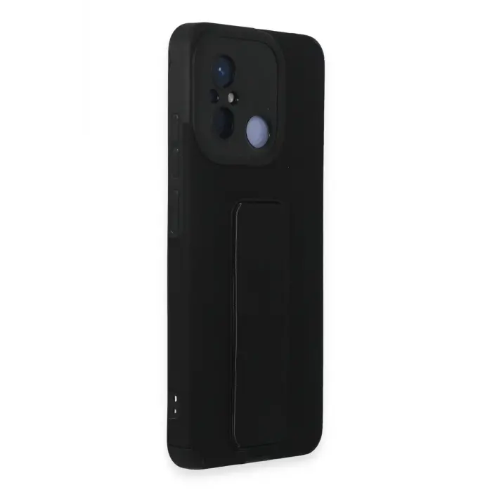 Lopard Xiaomi Redmi 12c Kılıf Mega Standlı Silikon - Siyah