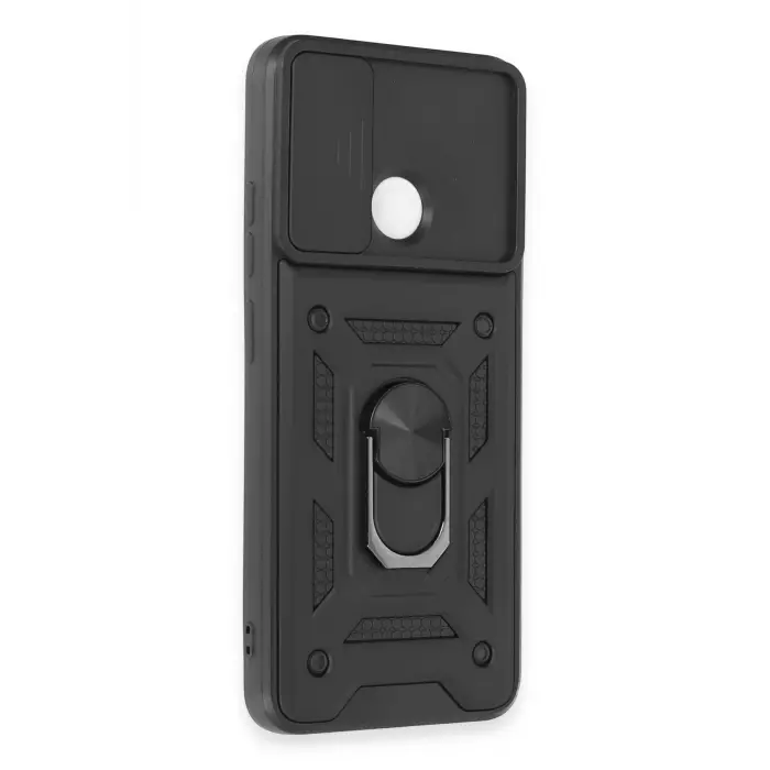 Lopard Xiaomi Redmi 12c Kılıf Pars Lens Yüzüklü Silikon - Siyah