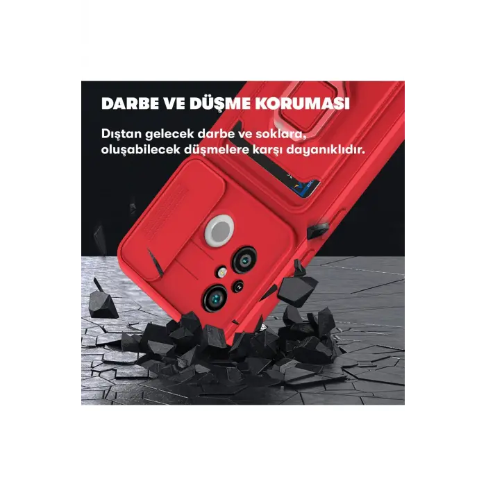 Lopard Xiaomi Redmi 12c Kılıf Zuma Kartvizitli Yüzüklü Silikon - Kırmızı