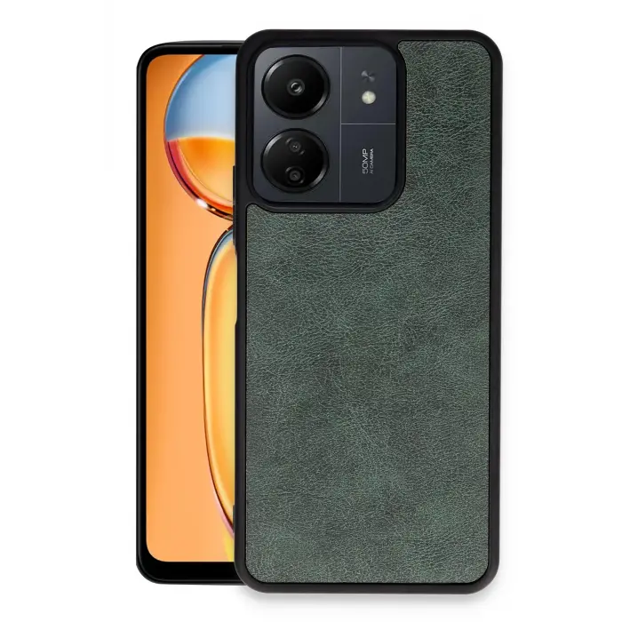 Lopard Xiaomi Redmi 13c Kılıf Aras Deri Kapak - Koyu Yeşil