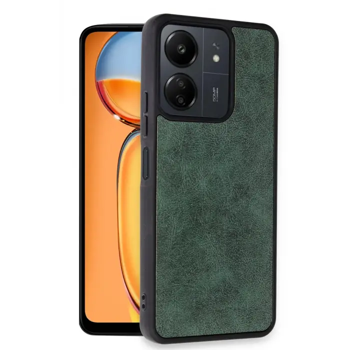 Lopard Xiaomi Redmi 13c Kılıf Aras Deri Kapak - Koyu Yeşil