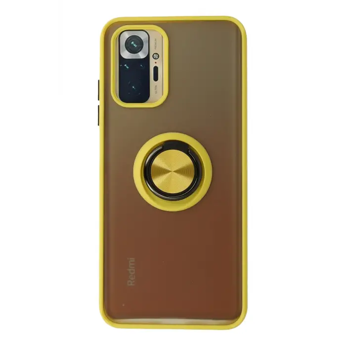 Lopard Xiaomi Redmi Note 10 Kılıf Montreal Yüzüklü Silikon Kapak - Sarı