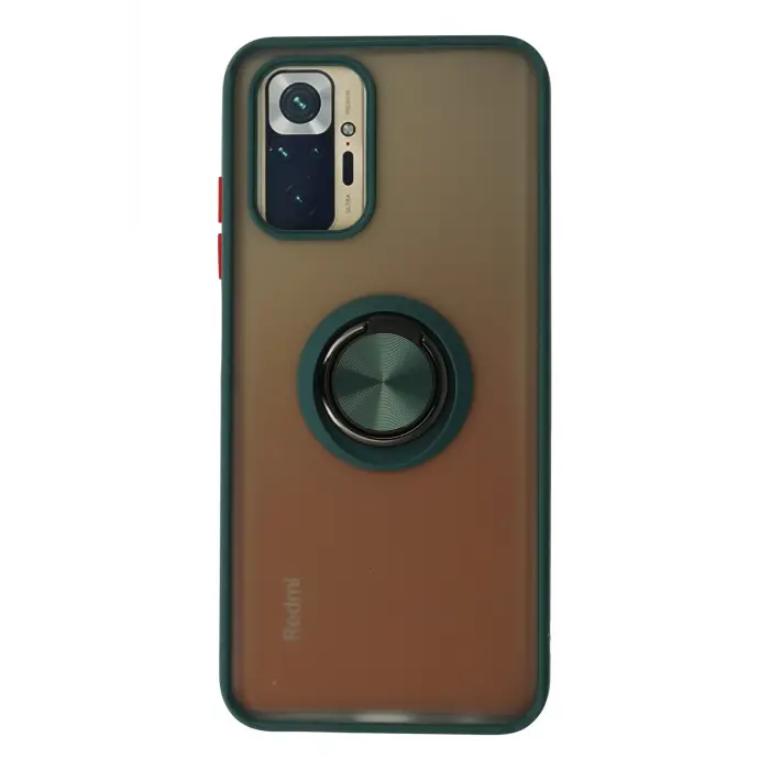 Lopard Xiaomi Redmi Note 10 Kılıf Montreal Yüzüklü Silikon Kapak - Yeşil