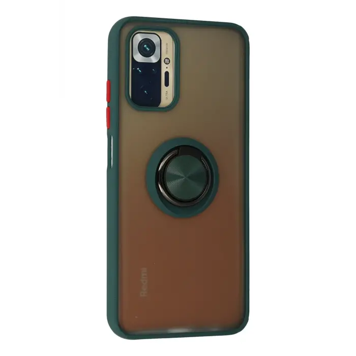 Lopard Xiaomi Redmi Note 10 Kılıf Montreal Yüzüklü Silikon Kapak - Yeşil