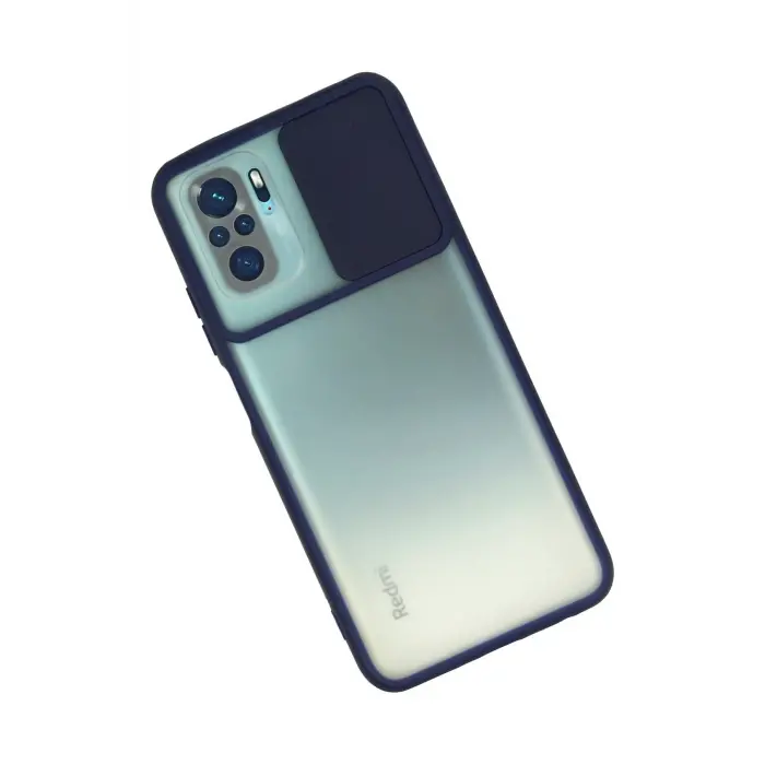 Lopard Xiaomi Redmi Note 10 Kılıf Palm Buzlu Kamera Sürgülü Silikon - Lacivert