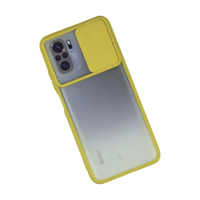Lopard Xiaomi Redmi Note 10 Kılıf Palm Buzlu Kamera Sürgülü Silikon - Sarı