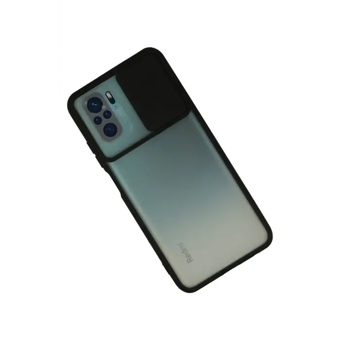 Lopard Xiaomi Redmi Note 10 Kılıf Palm Buzlu Kamera Sürgülü Silikon - Siyah