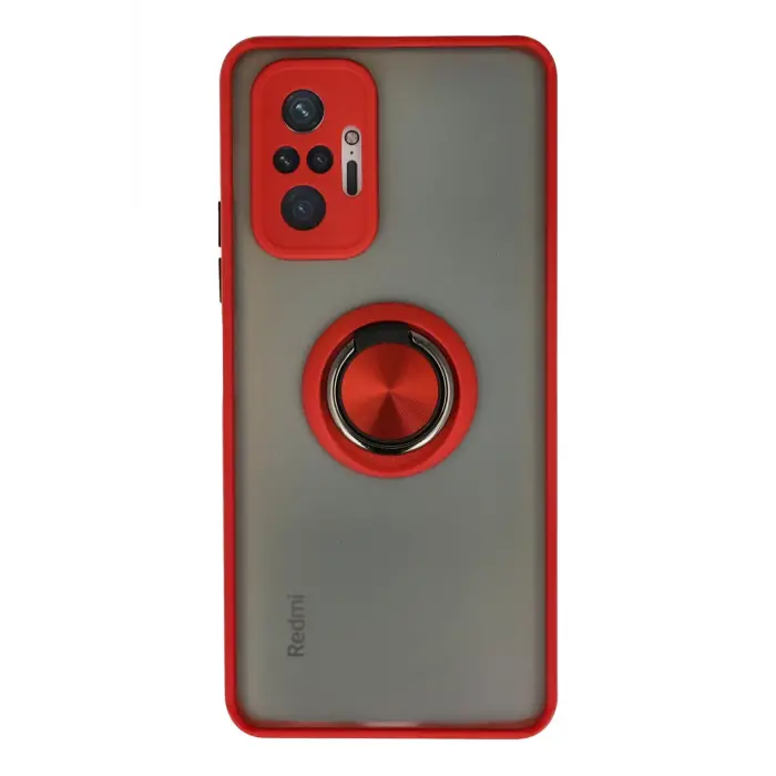 Lopard Xiaomi Redmi Note 10 Pro Kılıf Montreal Yüzüklü Silikon Kapak - Kırmızı