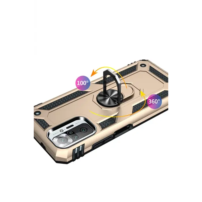 Lopard Xiaomi Redmi Note 10 Pro Kılıf Sofya Yüzüklü Silikon Kapak - Gold