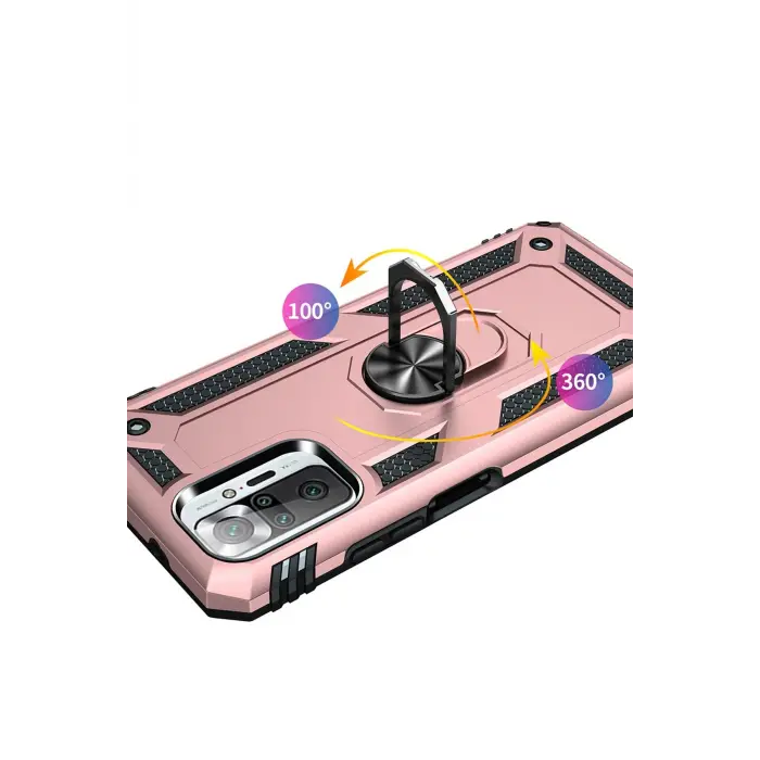 Lopard Xiaomi Redmi Note 10 Pro Kılıf Sofya Yüzüklü Silikon Kapak - Rose