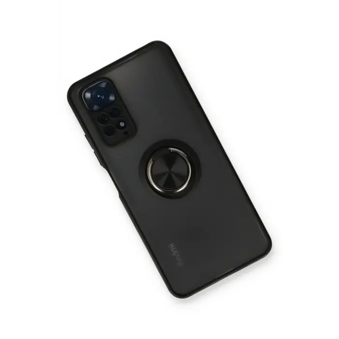 Lopard Xiaomi Redmi Note 11 Kılıf Montreal Yüzüklü Silikon Kapak - Siyah