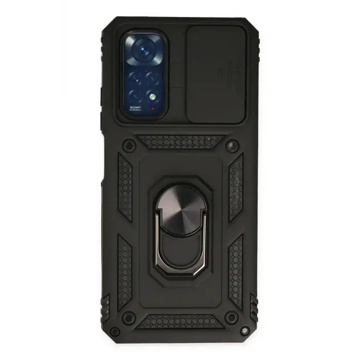 Lopard Xiaomi Redmi Note 11 Kılıf Pars Lens Yüzüklü Silikon - Siyah