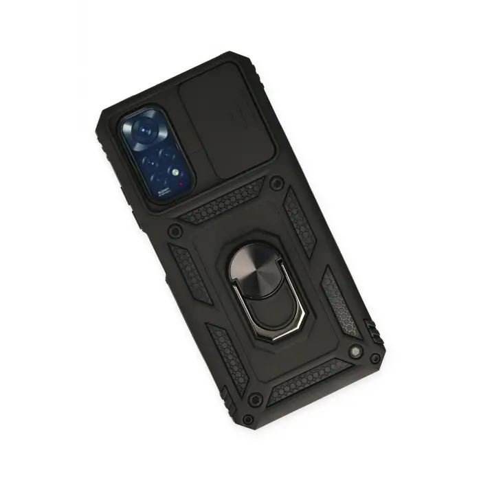 Lopard Xiaomi Redmi Note 11 Kılıf Pars Lens Yüzüklü Silikon - Siyah