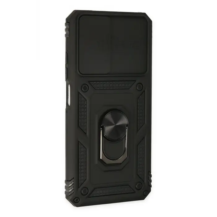 Lopard Xiaomi Redmi Note 11 Kılıf Pars Lens Yüzüklü Silikon - Siyah