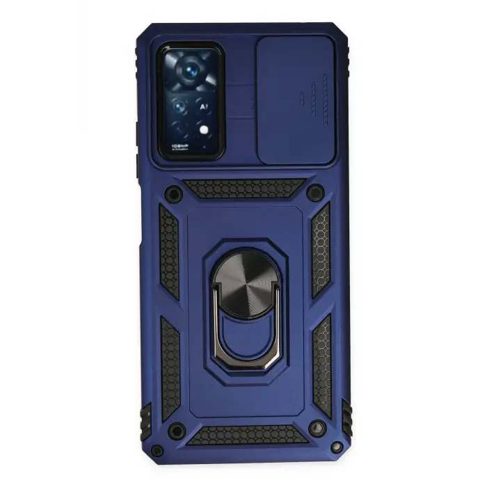 Lopard Xiaomi Redmi Note 11 Pro Kılıf Pars Lens Yüzüklü Silikon - Lacivert