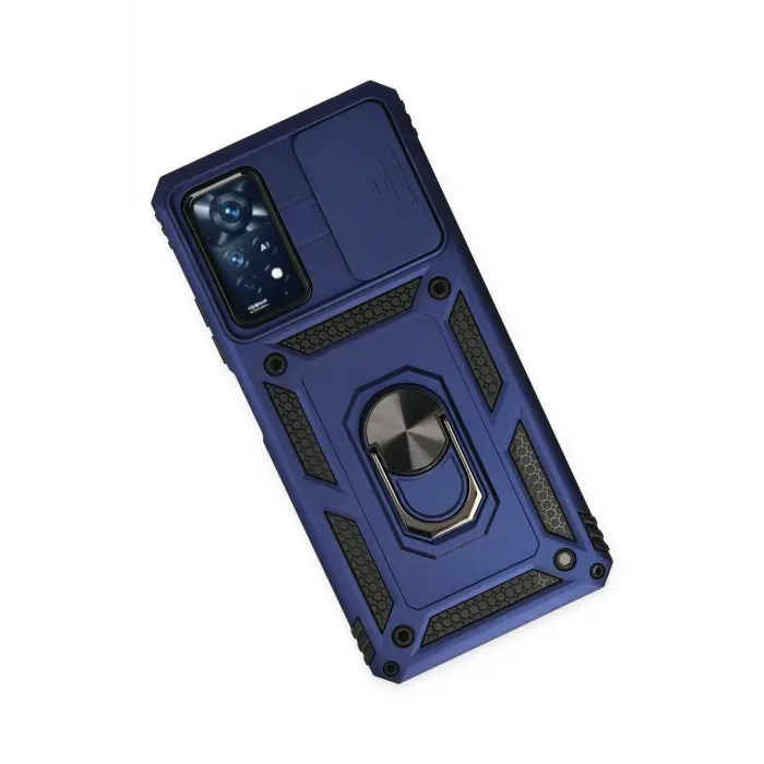 Lopard Xiaomi Redmi Note 11 Pro Kılıf Pars Lens Yüzüklü Silikon - Lacivert