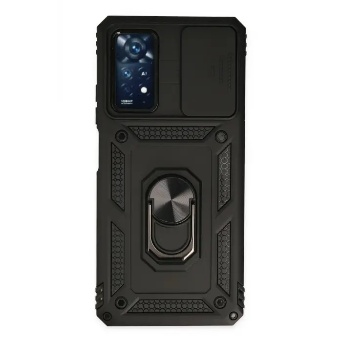 Lopard Xiaomi Redmi Note 11 Pro Kılıf Pars Lens Yüzüklü Silikon - Siyah