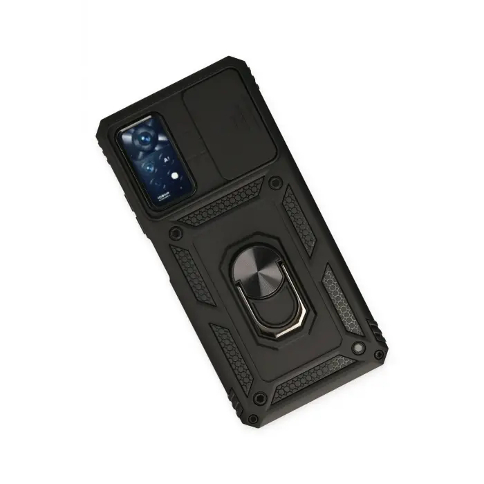 Lopard Xiaomi Redmi Note 11 Pro Kılıf Pars Lens Yüzüklü Silikon - Siyah