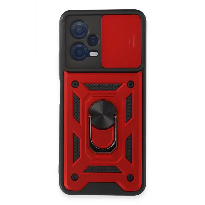 Lopard Xiaomi Redmi Note 12 5g Kılıf Pars Lens Yüzüklü Silikon - Kırmızı