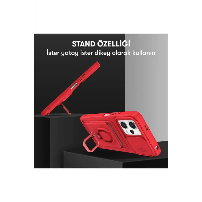 Lopard Xiaomi Redmi Note 12 Pro 5g Kılıf Zuma Kartvizitli Yüzüklü Silikon - Kırmızı