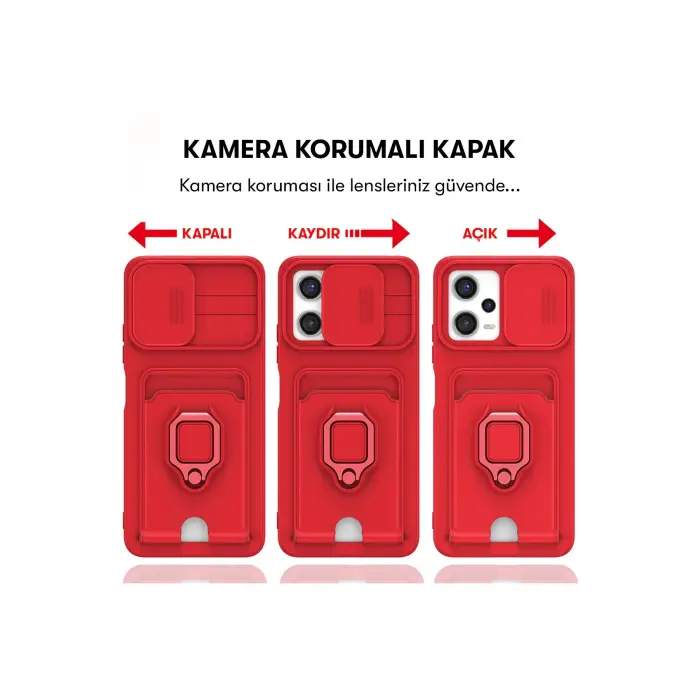 Lopard Xiaomi Redmi Note 12 Pro 5g Kılıf Zuma Kartvizitli Yüzüklü Silikon - Kırmızı