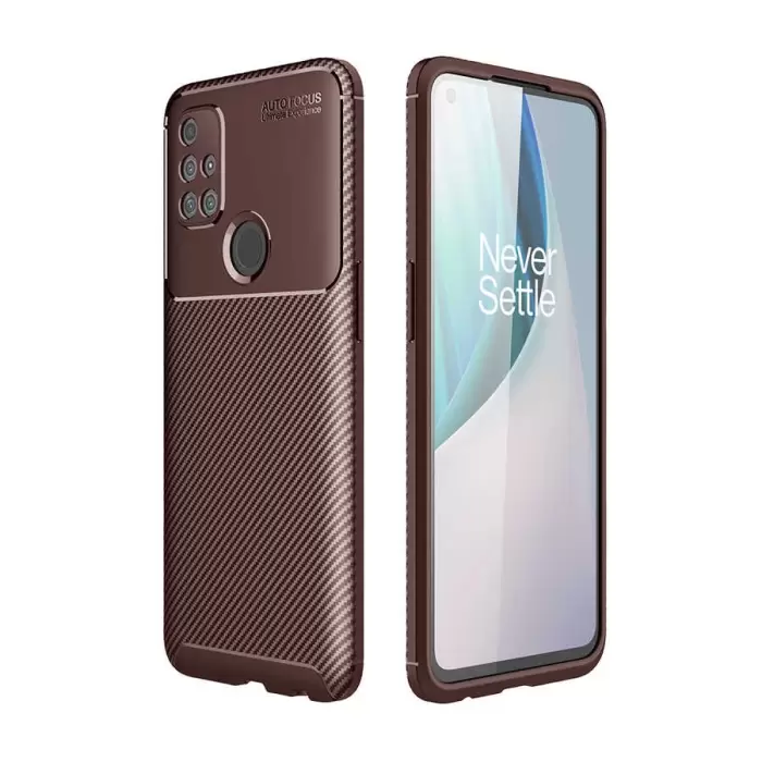 One Plus Nord N10 5G Kılıf Lopard Kamera Korumalı Karbon Desenli Negro Kapak Orijinal Yüzey Kılıf