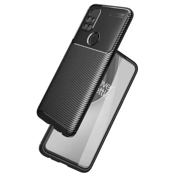 One Plus Nord N10 5G Kılıf Lopard Kamera Korumalı Karbon Desenli Negro Kapak Orijinal Yüzey Kılıf