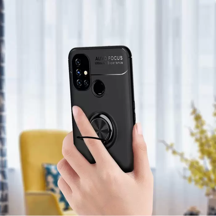 One Plus Nord N10 5G Kılıf Lopard Kamera Korumalı Yüzüklü Standlı Koruyucu Orjinal Kalite Ravel