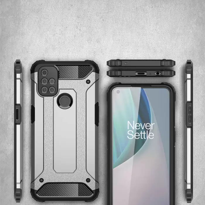 One Plus Nord N10 5G Kılıf Lopard Orijinal Katman Köşe Koruma Crash Silikon Tank Kapak