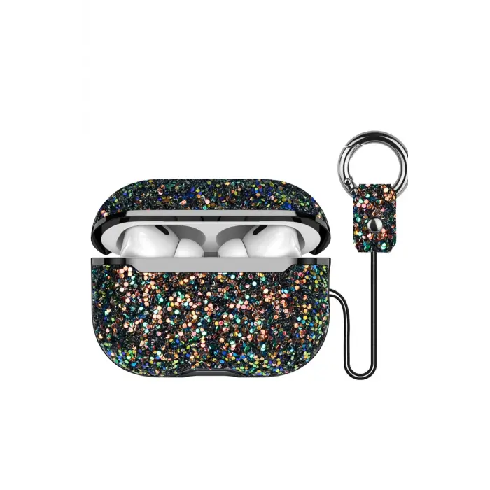 Onegif Airpods 2 (2.nesil) Bright Simli Airpods Kapak - Siyah