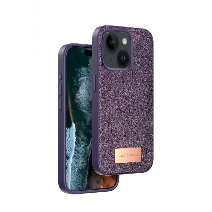 Onegif İphone 14 Bright Simli Kapak - Derin Mor