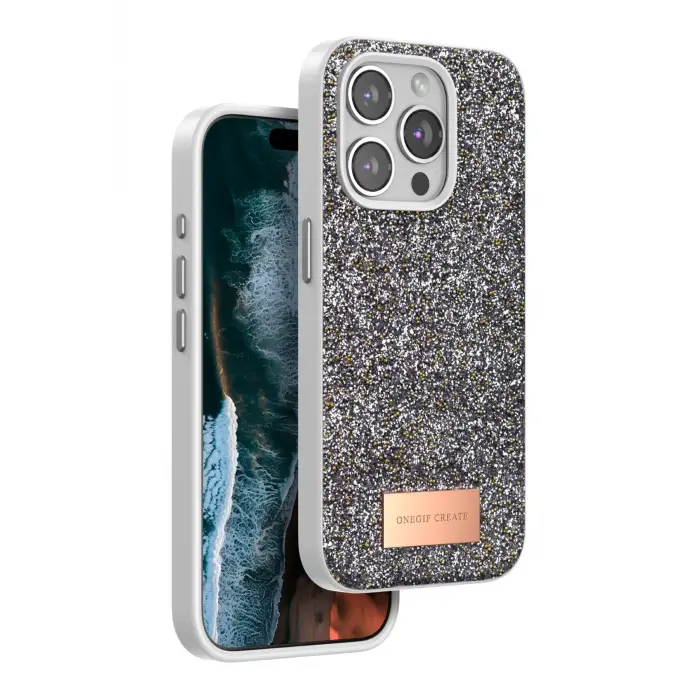 Onegif İphone 14 Pro Bright Simli Kapak - Gümüş