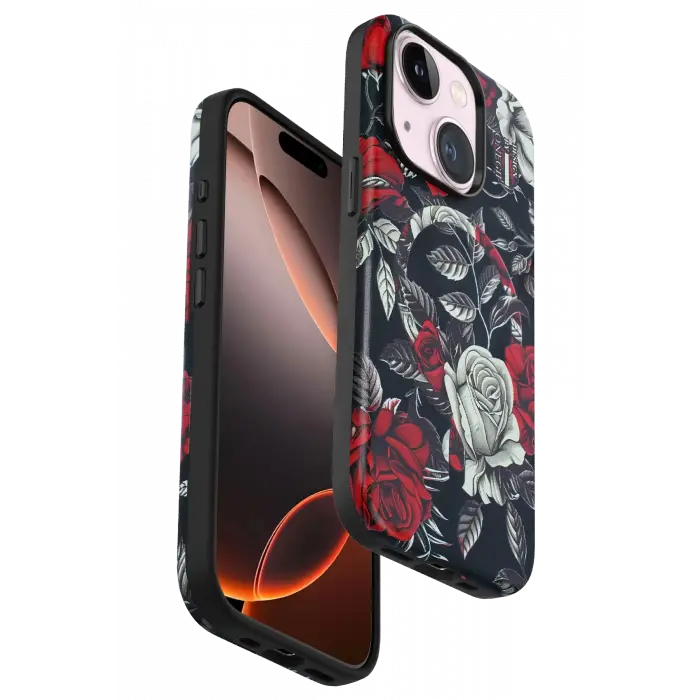 Onegif İphone 15 Plus Flower Series Magsafe Kapak - Siyah