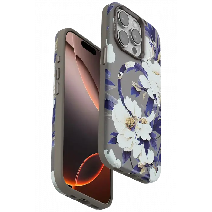 Onegif İphone 15 Pro Flower Series Magsafe Kapak - Gri