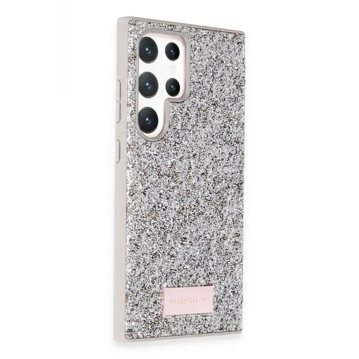 Onegif Samsung Galaxy S23 Ultra Bright Simli Kapak - Gümüş