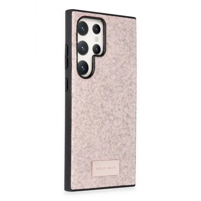 Onegif Samsung Galaxy S23 Ultra Bright Simli Kapak - Pembe