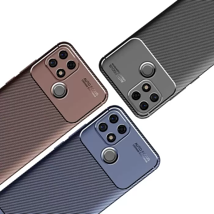 Oppo A15 Kılıf Lopard Kamera Korumalı Karbon Desenli Negro Kapak Orijinal Yüzey Kılıf
