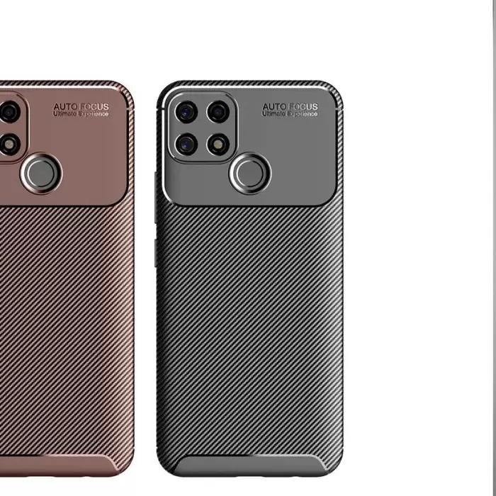 Oppo A15S Kılıf Lopard Kamera Korumalı Karbon Desenli Negro Kapak Orijinal Yüzey Kılıf