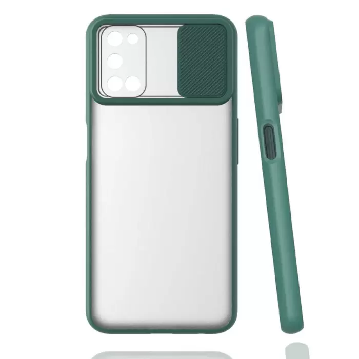Oppo A52 Kılıf Lopard Slayt Sürgülü Kamera Korumalı Renkli Silikon Kapak