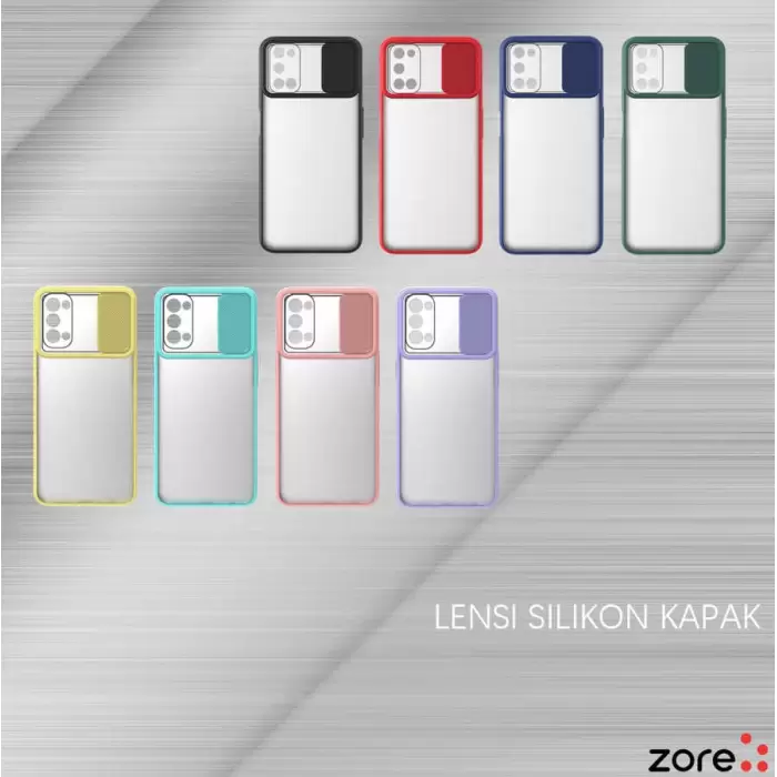 Oppo A52 Kılıf Lopard Slayt Sürgülü Kamera Korumalı Renkli Silikon Kapak