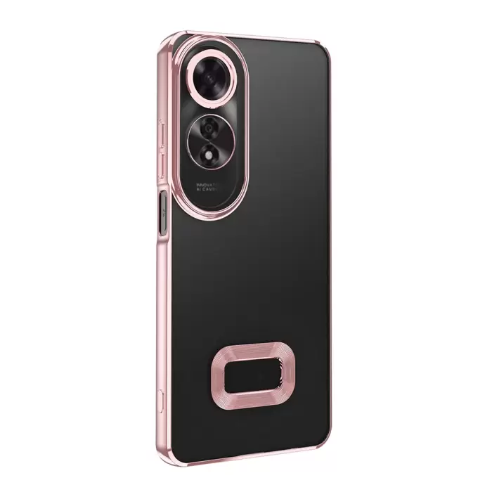 Oppo A60 Kamera Lens Korumalı Şeffaf Renkli Logo Gösteren Omega Kapak