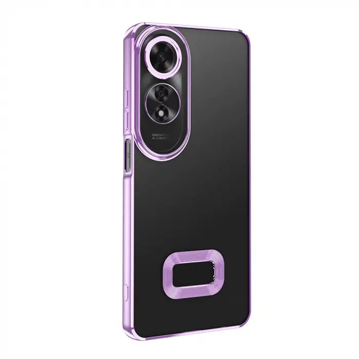 Oppo A60 Kamera Lens Korumalı Şeffaf Renkli Logo Gösteren Omega Kapak