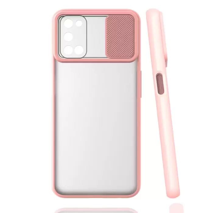 Oppo A92 Kılıf Lopard Slayt Sürgülü Kamera Korumalı Renkli Silikon Kapak