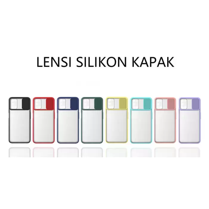 Oppo A92 Kılıf Lopard Slayt Sürgülü Kamera Korumalı Renkli Silikon Kapak