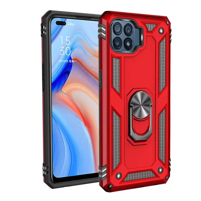 Oppo Reno 4 Lite Kılıf Lopard Kamera Korumalı Sürgülü Yüzüklü Orjinal Tasarım Armor Vega
