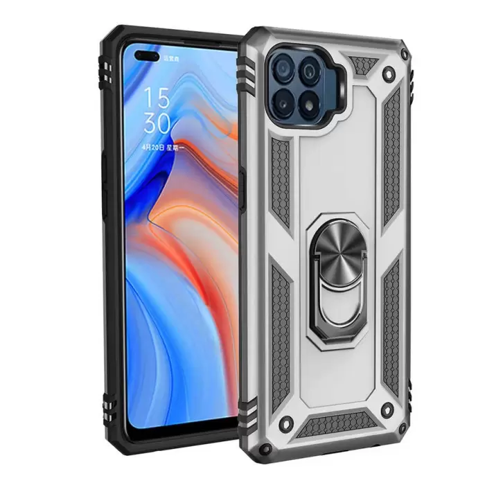 Oppo Reno 4 Lite Kılıf Lopard Kamera Korumalı Sürgülü Yüzüklü Orjinal Tasarım Armor Vega