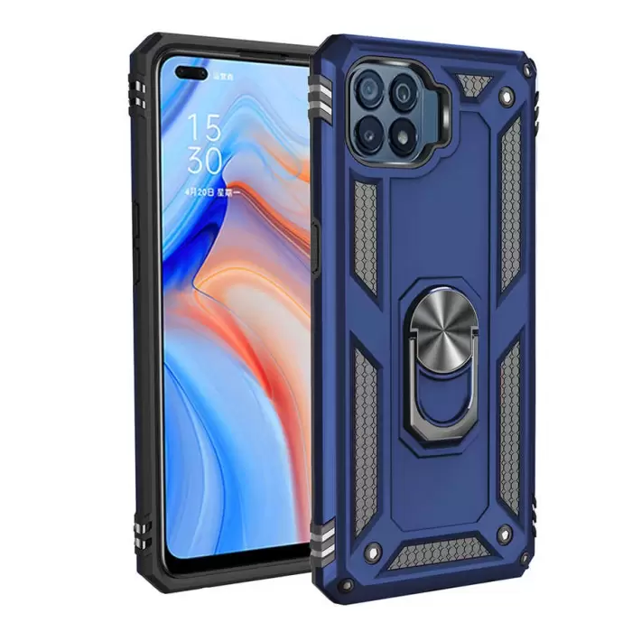 Oppo Reno 4 Lite Kılıf Lopard Kamera Korumalı Sürgülü Yüzüklü Orjinal Tasarım Armor Vega
