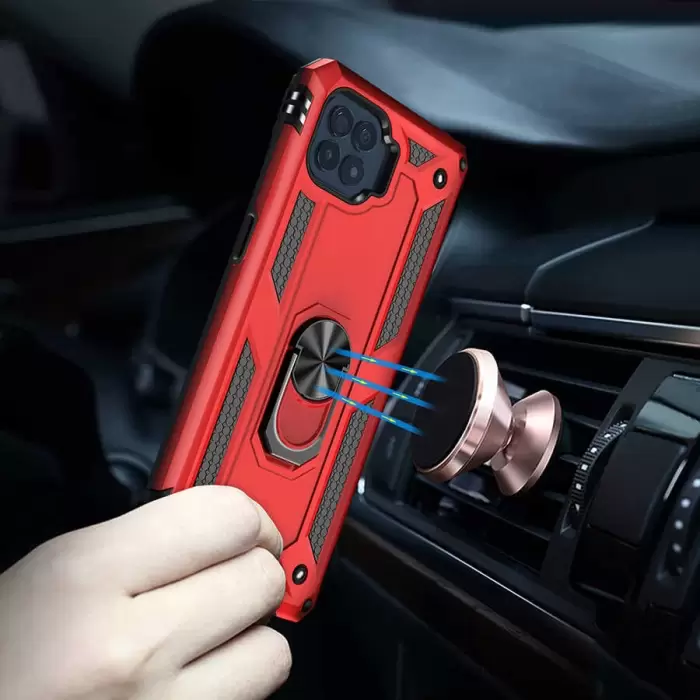 Oppo Reno 4 Lite Kılıf Lopard Kamera Korumalı Sürgülü Yüzüklü Orjinal Tasarım Armor Vega
