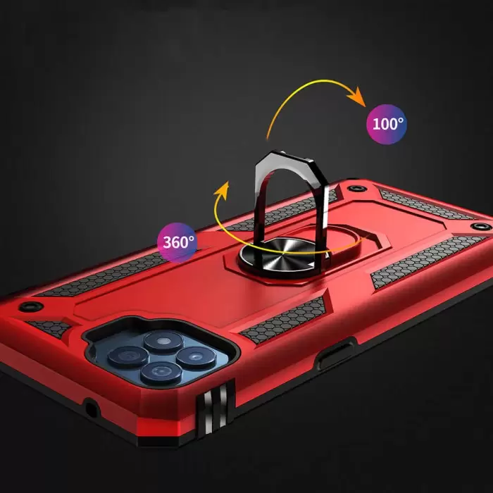 Oppo Reno 4 Lite Kılıf Lopard Kamera Korumalı Sürgülü Yüzüklü Orjinal Tasarım Armor Vega