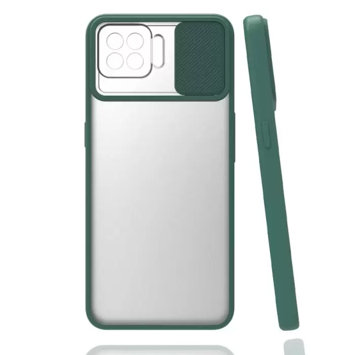 Oppo Reno 4 Lite Kılıf Lopard Slayt Sürgülü Kamera Korumalı Renkli Silikon Kapak